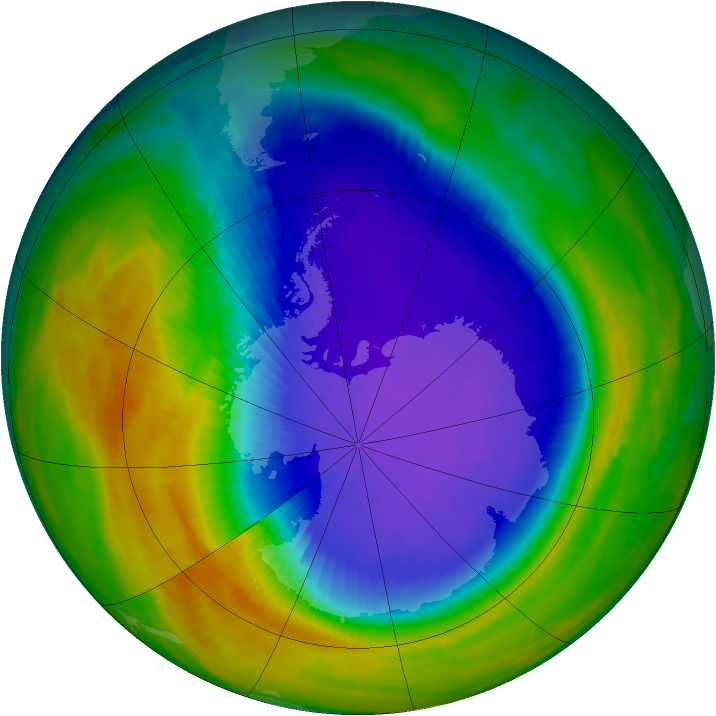 Antarctic ozone map for 07 October 1992